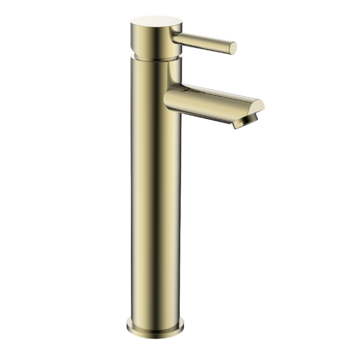Eliseo Ricci Curve Tall Mono Basin Mixer Brushed Brass