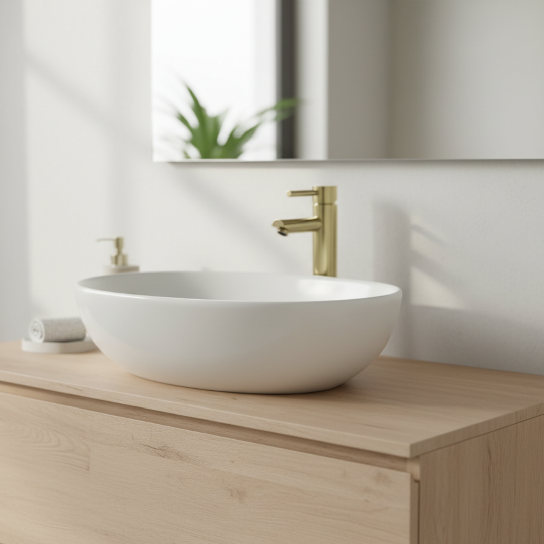 Eliseo Ricci Curve Tall Mono Basin Mixer Brushed Brass