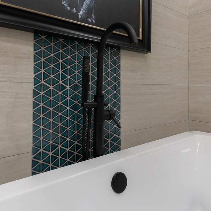 Eliseo Ricci Noir Curve Floor Standing Bath Shower Mixer - Black