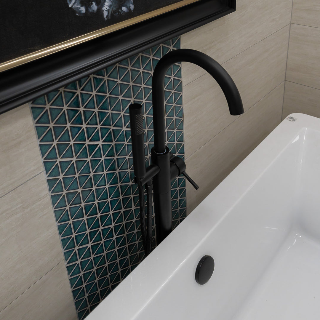 Eliseo Ricci Noir Curve Floor Standing Bath Shower Mixer - Black