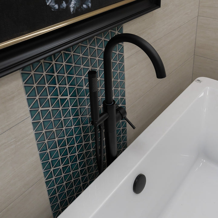 Eliseo Ricci Noir Curve Floor Standing Bath Shower Mixer - Black