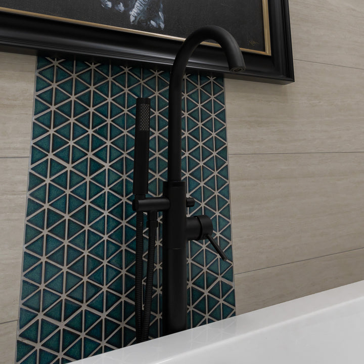 Eliseo Ricci Noir Curve Floor Standing Bath Shower Mixer - Black