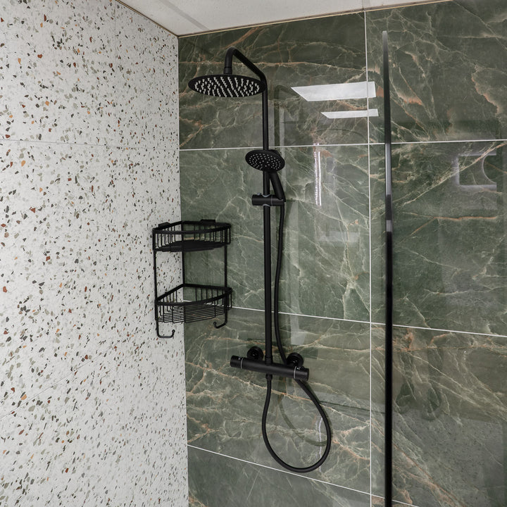 Eliseo Ricci Noir Curve Plus Thermostatic Rain Shower - Black