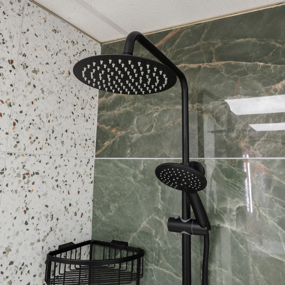 Eliseo Ricci Noir Curve Plus Thermostatic Rain Shower - Black