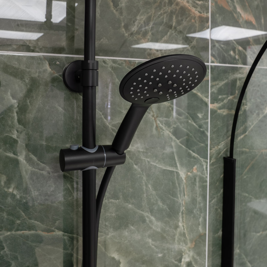 Eliseo Ricci Noir Curve Plus Thermostatic Rain Shower - Black