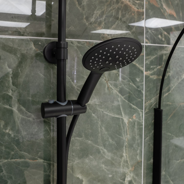 Eliseo Ricci Noir Curve Plus Thermostatic Rain Shower - Black