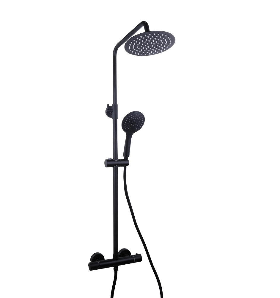 Eliseo Ricci Noir Curve Plus Thermostatic Rain Shower - Black