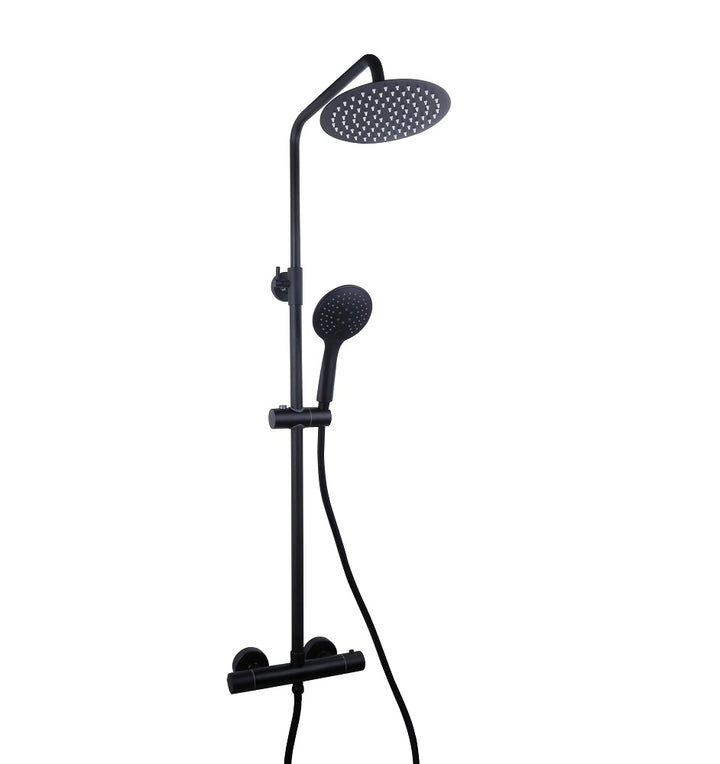 Eliseo Ricci Noir Curve Plus Thermostatic Rain Shower - Black