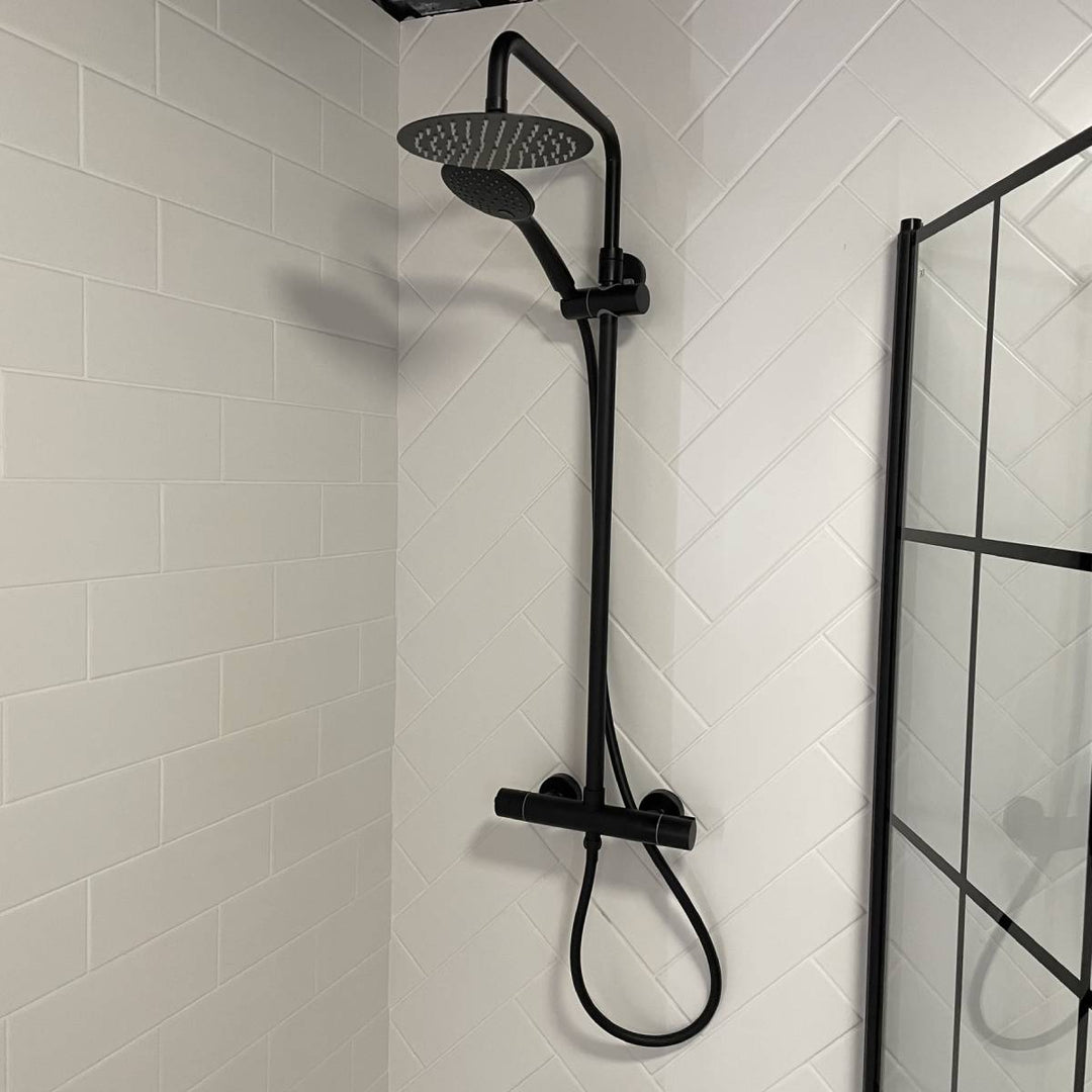Austin Matt Green Shower Bath Suite - Black
