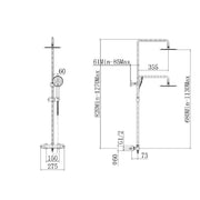Eliseo Ricci Curve Plus Thermostatic Rain Shower with Diverter - Technical drawing