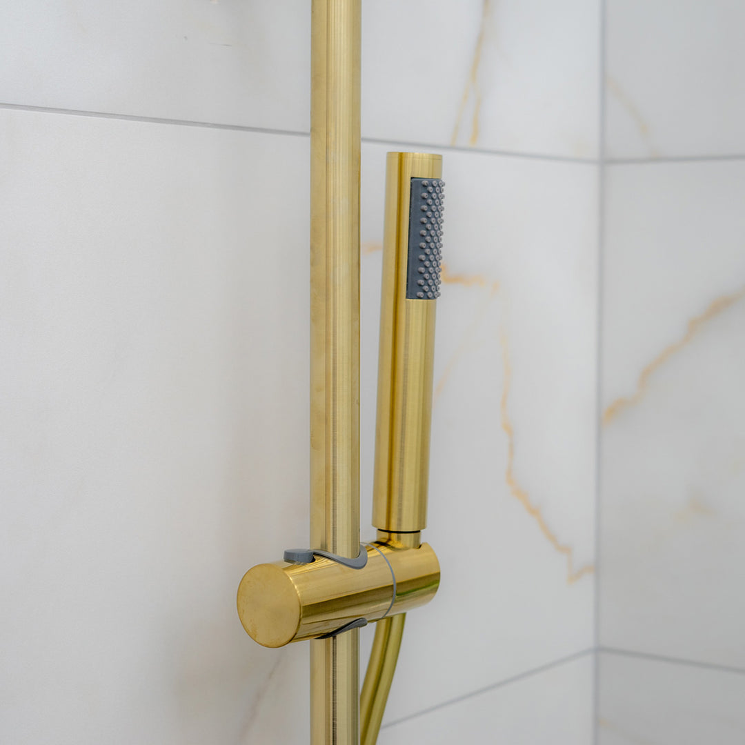 Eliseo Ricci Curve Plus Thermostatic Rain Shower with Diverter - Brushed Brass