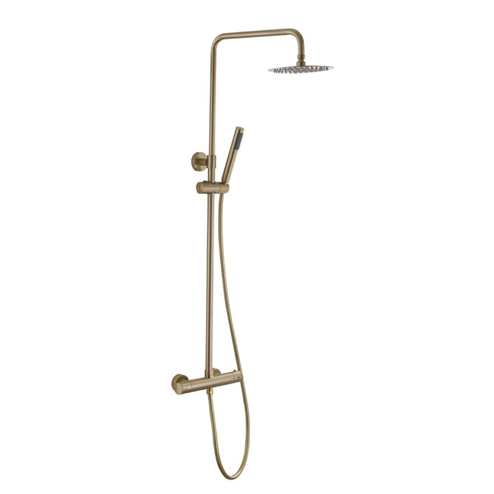Eliseo Ricci Curve Plus Thermostatic Rain Shower with Diverter - Brushed Brass