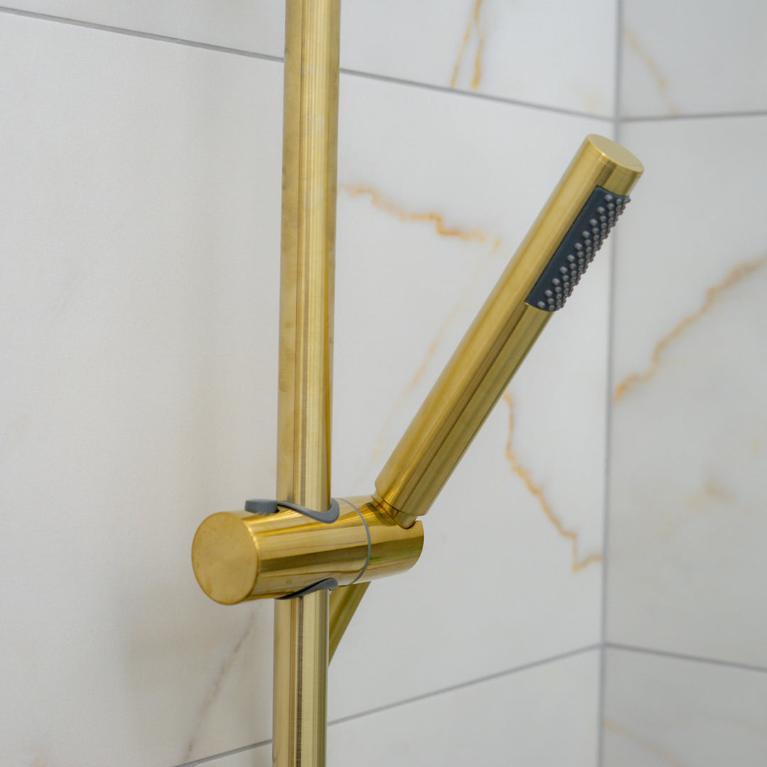 Eliseo Ricci Curve Plus Thermostatic Rain Shower with Diverter - Brushed Brass