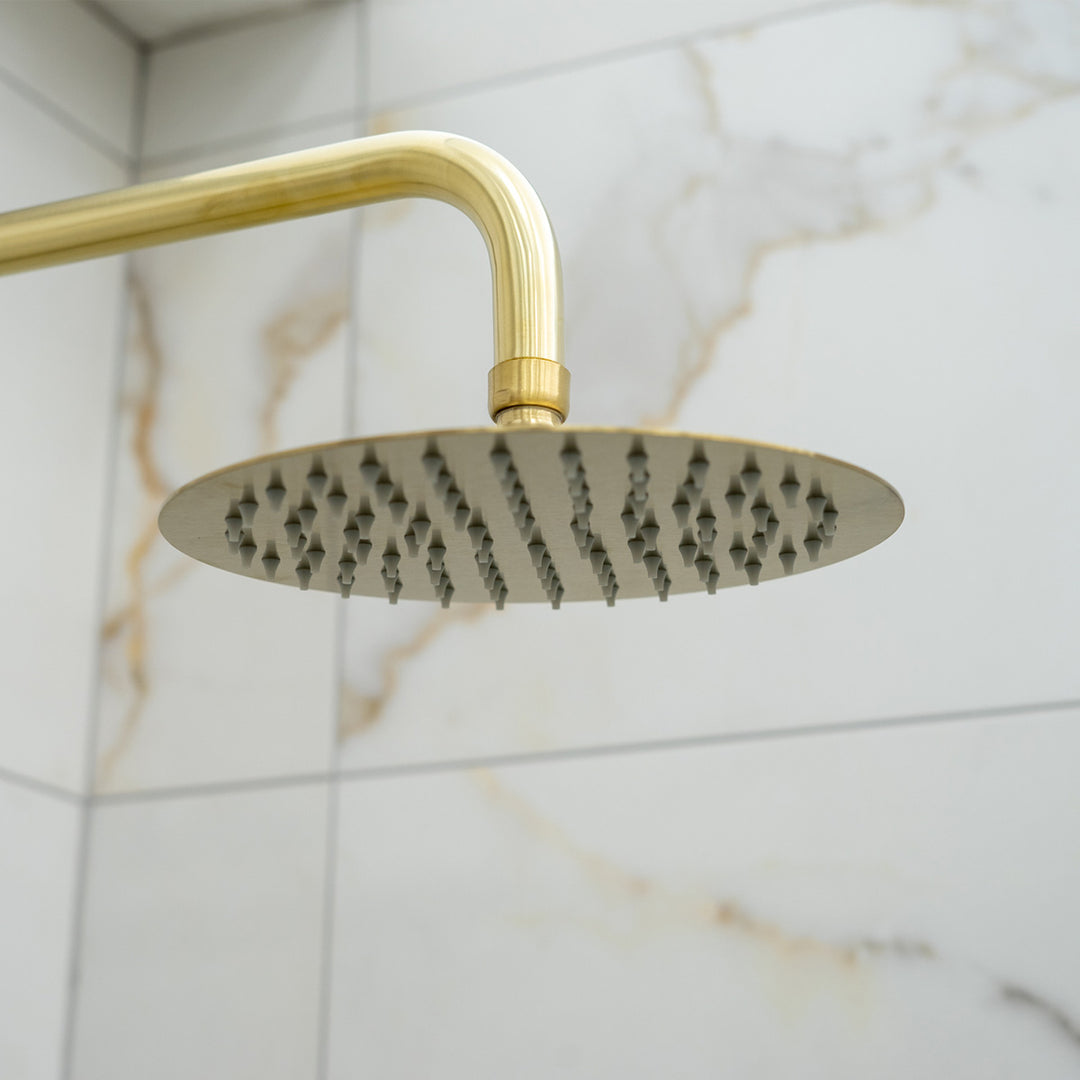 Eliseo Ricci Curve Plus Thermostatic Rain Shower with Diverter - Brushed Brass