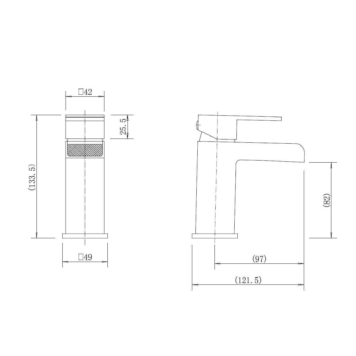Eliseo Ricci Free Fall Basin Mixer - Technical drawing