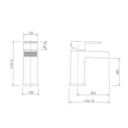 Eliseo Ricci Free Fall Basin Mixer - Technical drawing