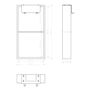 Eliseo Ricci 630mm x 330mm Hanging Shower Shelf - Black - Technical drawing