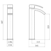 Eliseo Ricci Manta Tall Basin Mixer - Technical drawing