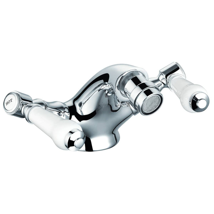 Eliseo Ricci Newbury Bidet Mixer with White Handles