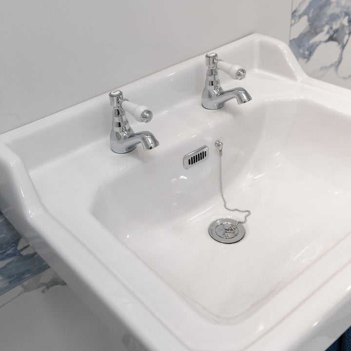 Eliseo Ricci Newbury Basin Pillar Taps - White Handles