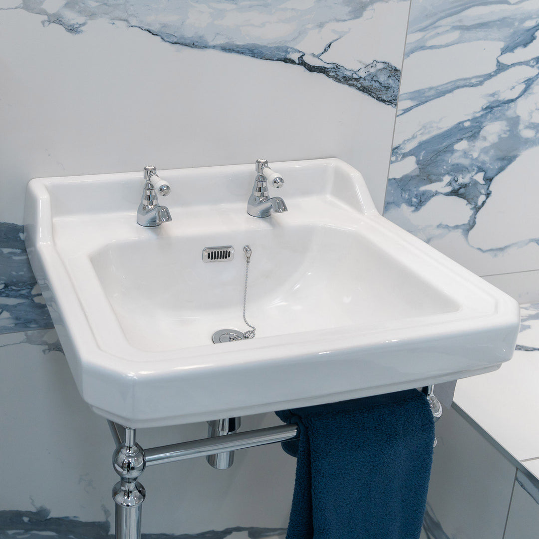 Eliseo Ricci Newbury Basin Pillar Taps - White Handles