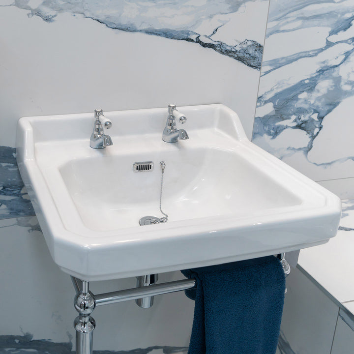 Eliseo Ricci Newbury Basin Pillar Taps - White Handles