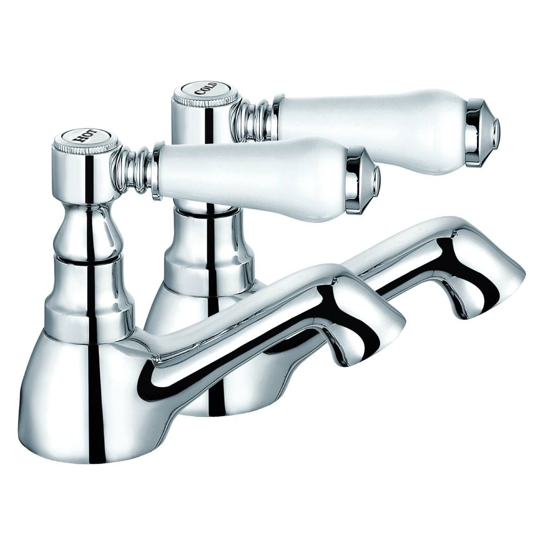 Eliseo Ricci Newbury Basin Pillar Taps - White Handles