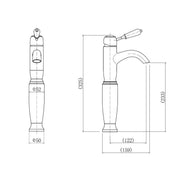 Eliseo Ricci Newbury Traditional Tall Basin Mixer - Technical drawing