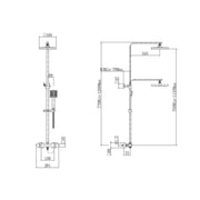 Eliseo Ricci Pro Square Thermostatic Rain Shower - Technical drawing
