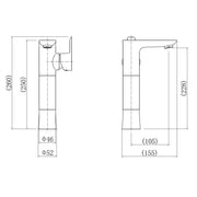 Eliseo Ricci Rocha Tall Basin Mixer - Technical drawing