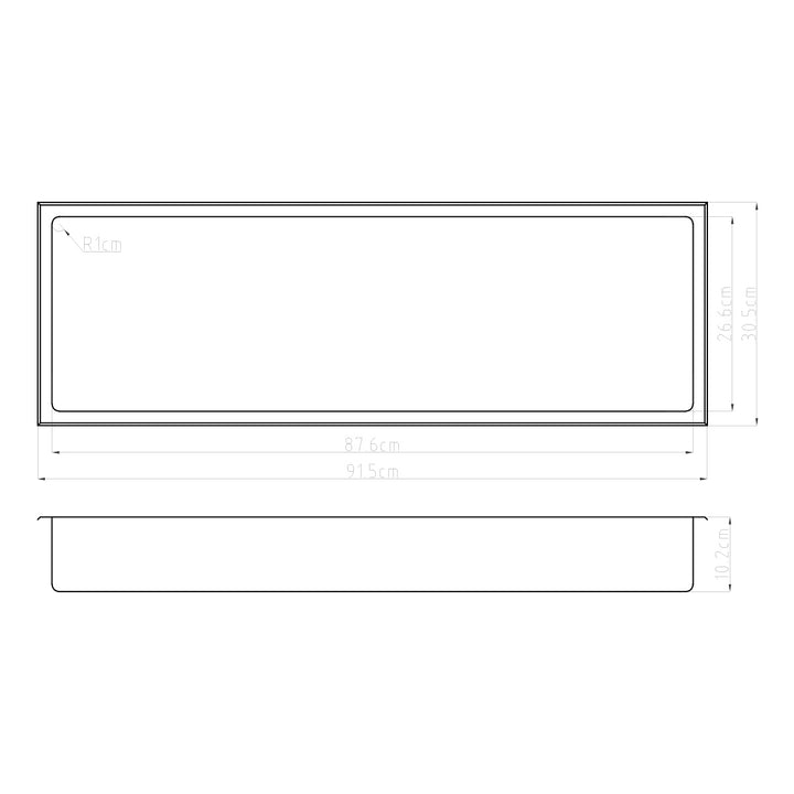 Eliseo Ricci Stainless Steel Recess Shelf (910mm x 300mm) - Matt Black