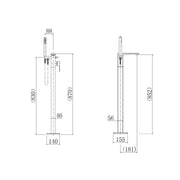 Eliseo Ricci Vesu II Floor Standing Bath Shower Mixer - Gunmetal - Technical drawing