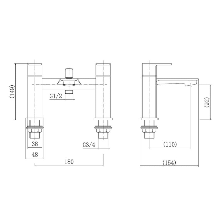 Eliseo Ricci Vesu II Bath Shower Mixer - Gunmetal