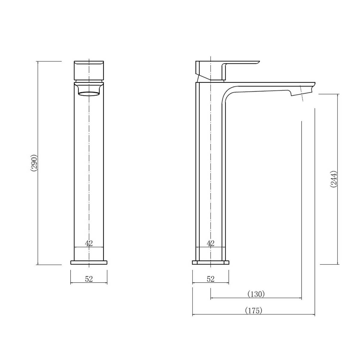 Baltimore 600mm Wall Hung Vanity Unit, Worktop, Basin & Black Tap - Graphite Oak - Technical drawing