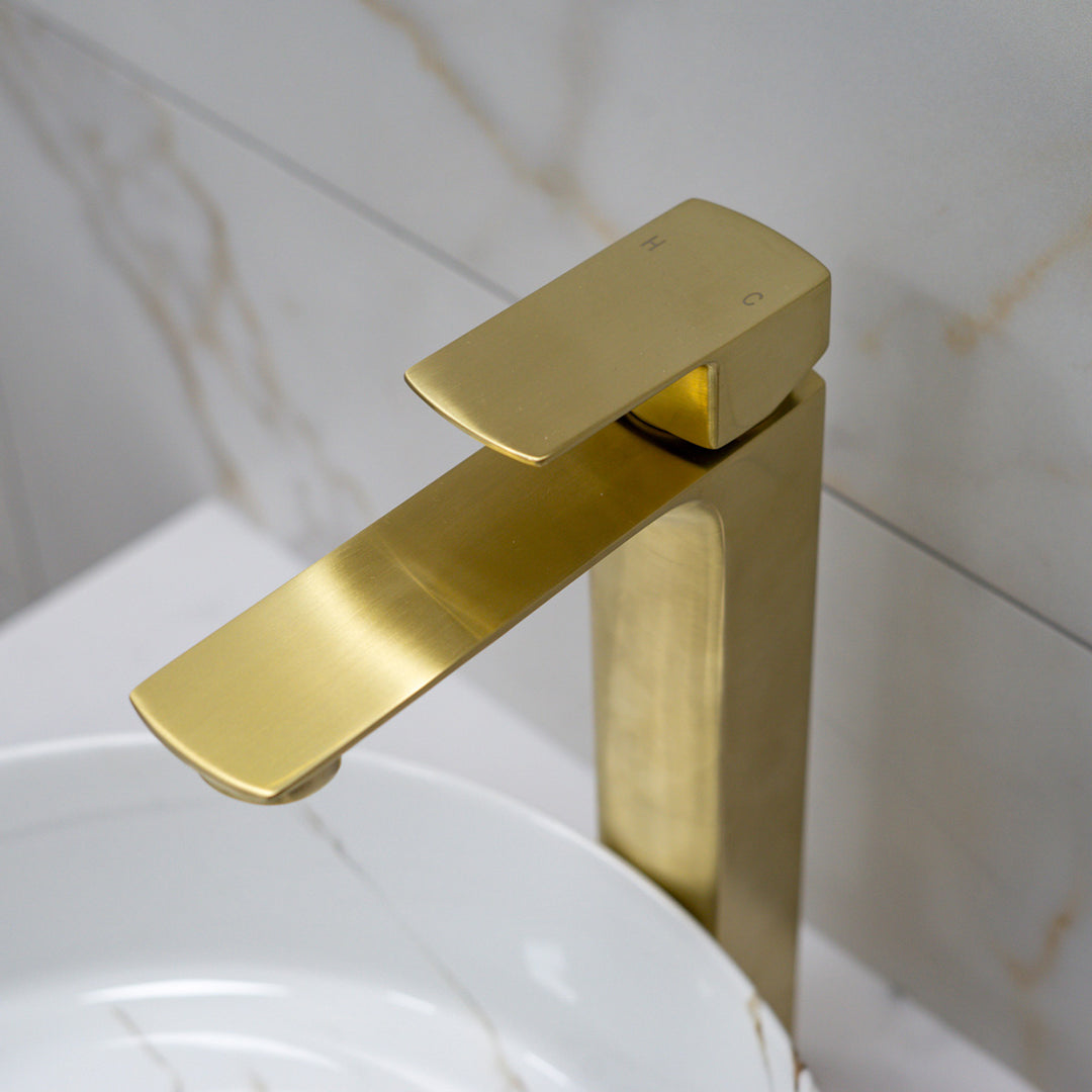 Eliseo Ricci Vesu Tall Basin Mixer - Brushed Brass