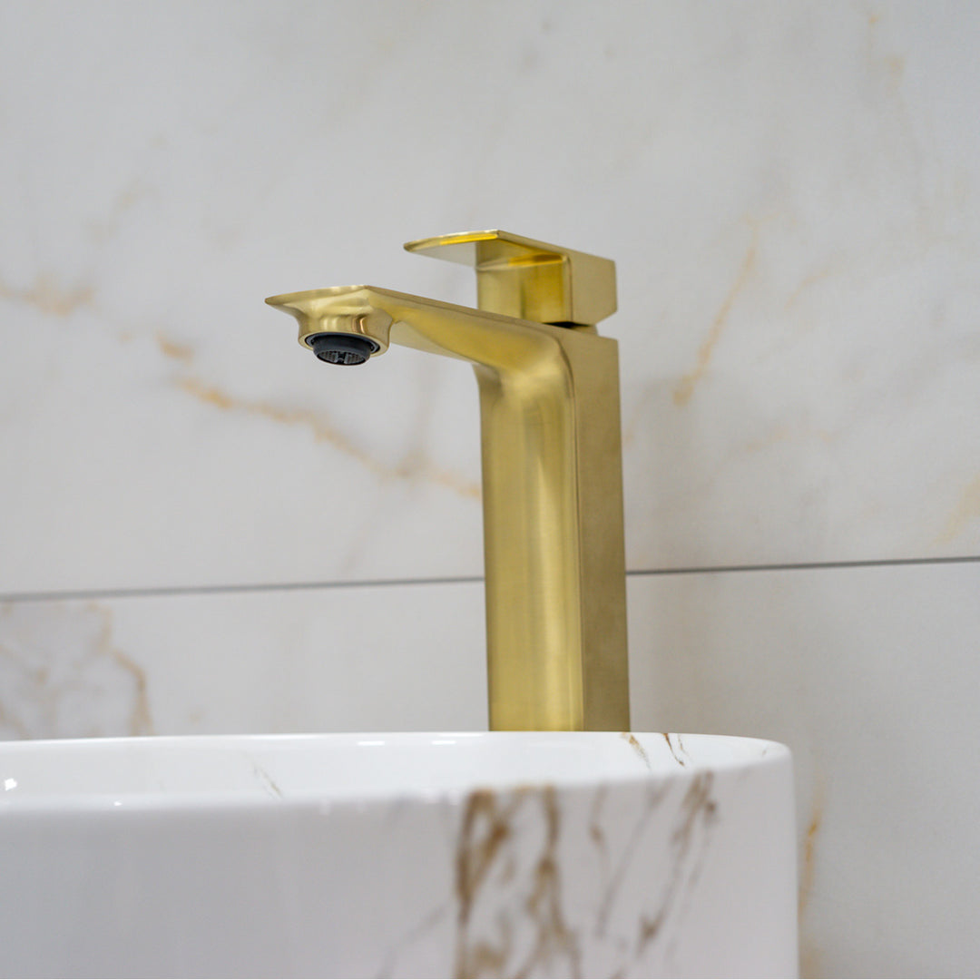 Eliseo Ricci Vesu Tall Basin Mixer - Brushed Brass