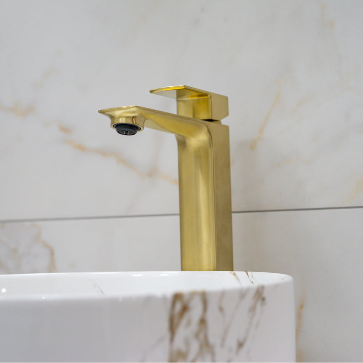 Eliseo Ricci Vesu Tall Basin Mixer - Brushed Brass