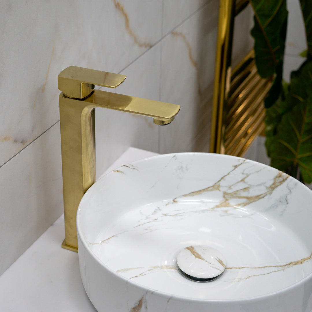 Eliseo Ricci Vesu Tall Basin Mixer - Brushed Brass
