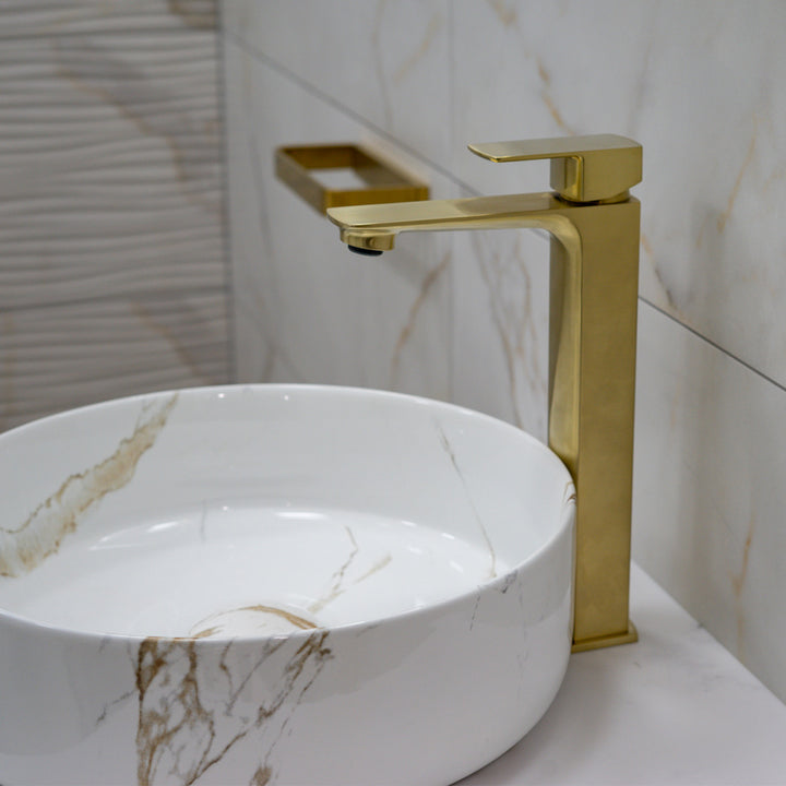 Eliseo Ricci Vesu Tall Basin Mixer - Brushed Brass