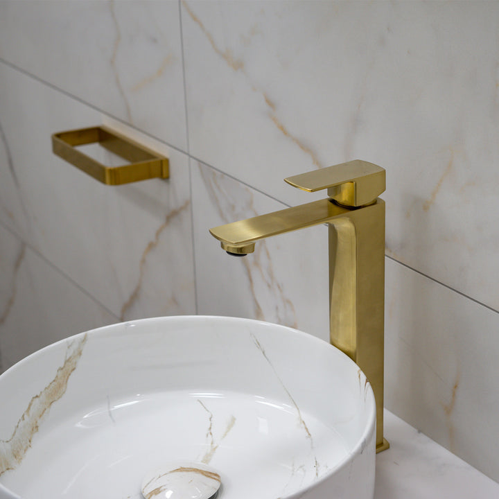 Eliseo Ricci Vesu Tall Basin Mixer - Brushed Brass