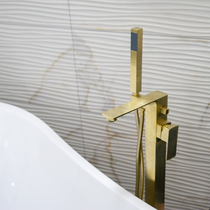 Eliseo Ricci Vesu Floor Standing Bath Shower Mixer - Brushed Brass