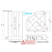 Vidalux Essence 800mm Steam Shower Enclosure - Black - Technical drawing