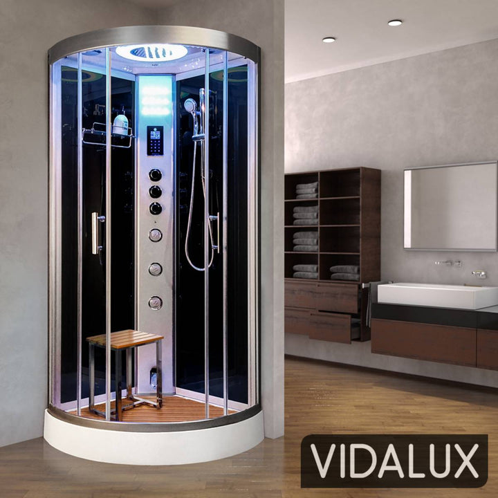 Vidalux Essence 900mm Steam Shower Enclosure - Black