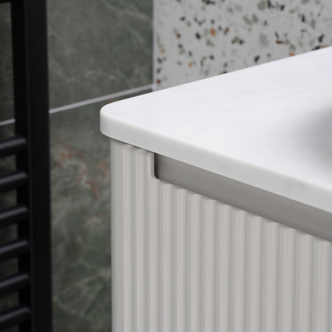Josef Martin Estriado 800mm Wall Hung Vanity Unit &amp; Pebble Worktop - French Grey