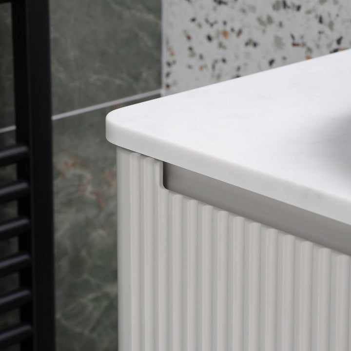 Josef Martin Estriado 800mm Wall Hung Vanity Unit &amp; Pebble Worktop - French Grey