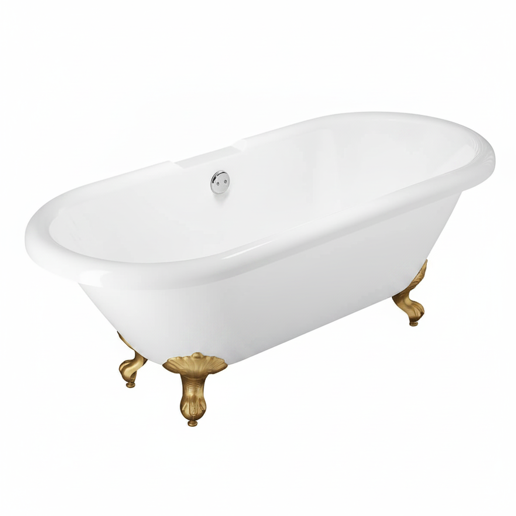 Traditional English Balmoral 1700mm Double Ended Roll Top Bath (inc. Brushed Brass Feet)
