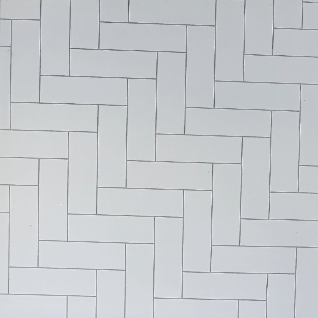 Lusso Panel Metro Vertical Herringbone White Tile 1m Twin Pack