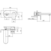 Eliseo Ricci Neo Wall Mounted Bath Filler - Technical drawing