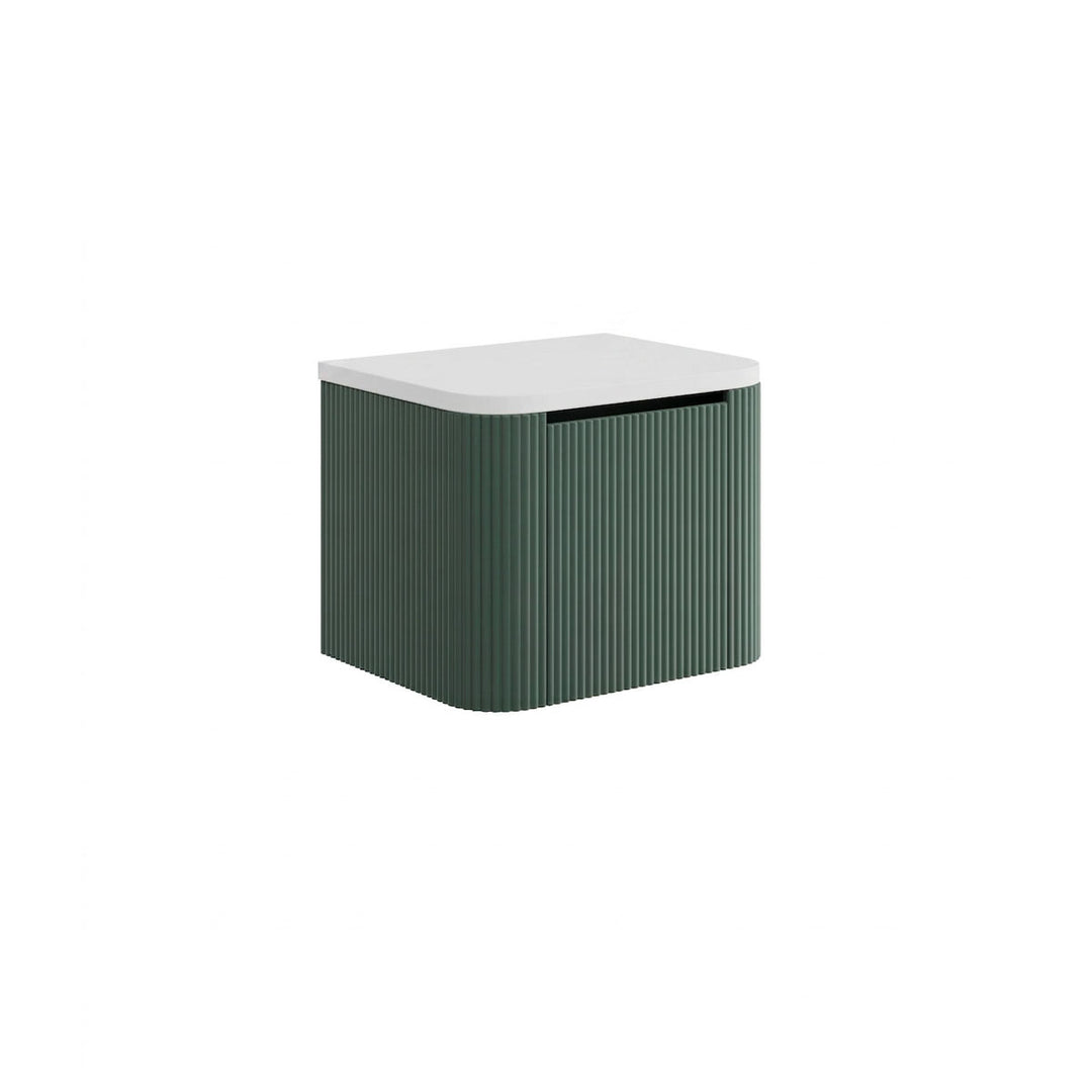 Flauto 600mm Reed Green Vanity Unit with Countertop