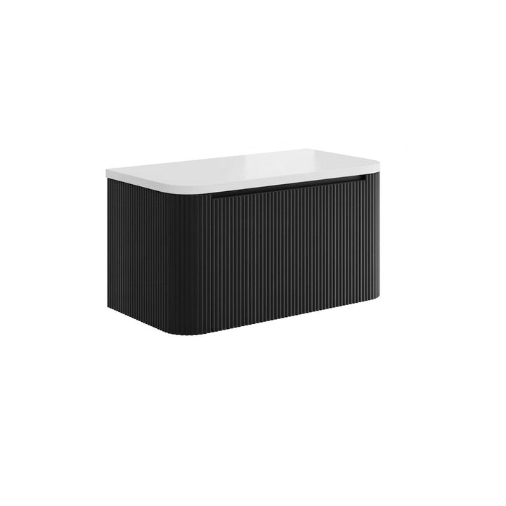 Flauto 900mm Matt Black Vanity Unit with Countertop